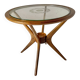 Curved Wood Spider Leg Coffee Table, Wood & Glass, Italy 1950s