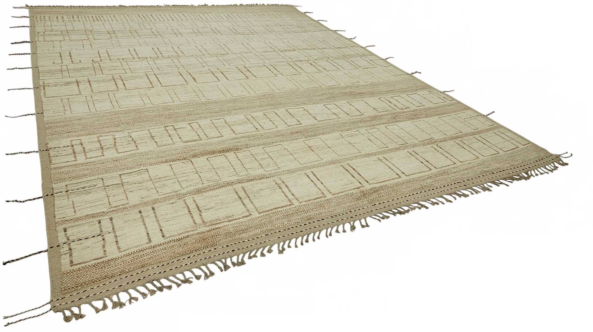 Handwoven Turkish Rustic 318 cm x 430 cm Beige Wool Carpet