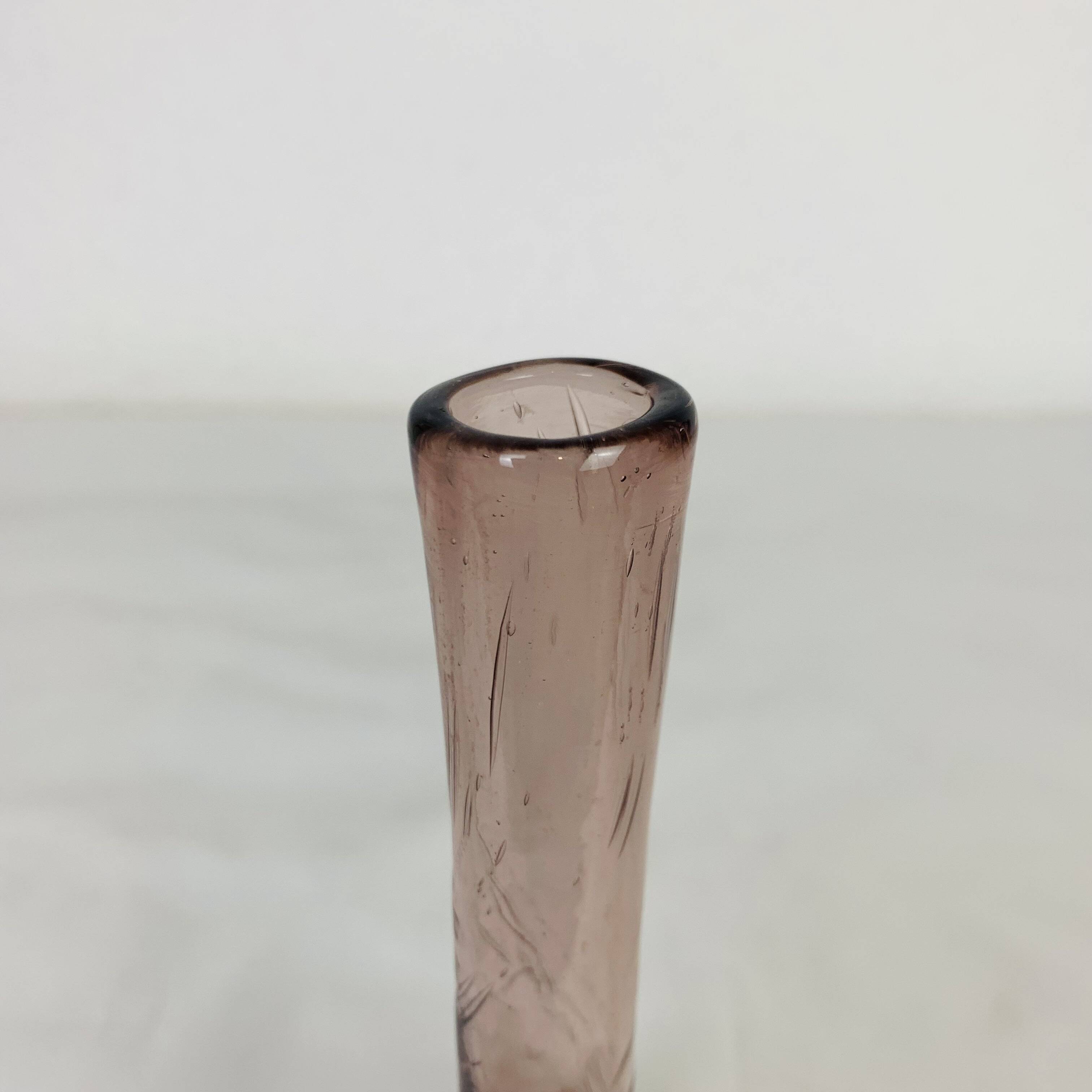 Purple bubble glass soliflore vase, Biot