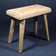Set of 2 solid wood stools in French brutalist style.