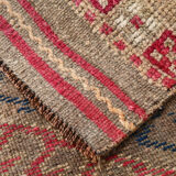 3x9 red & blue herki vintage runner rug 92x286cm