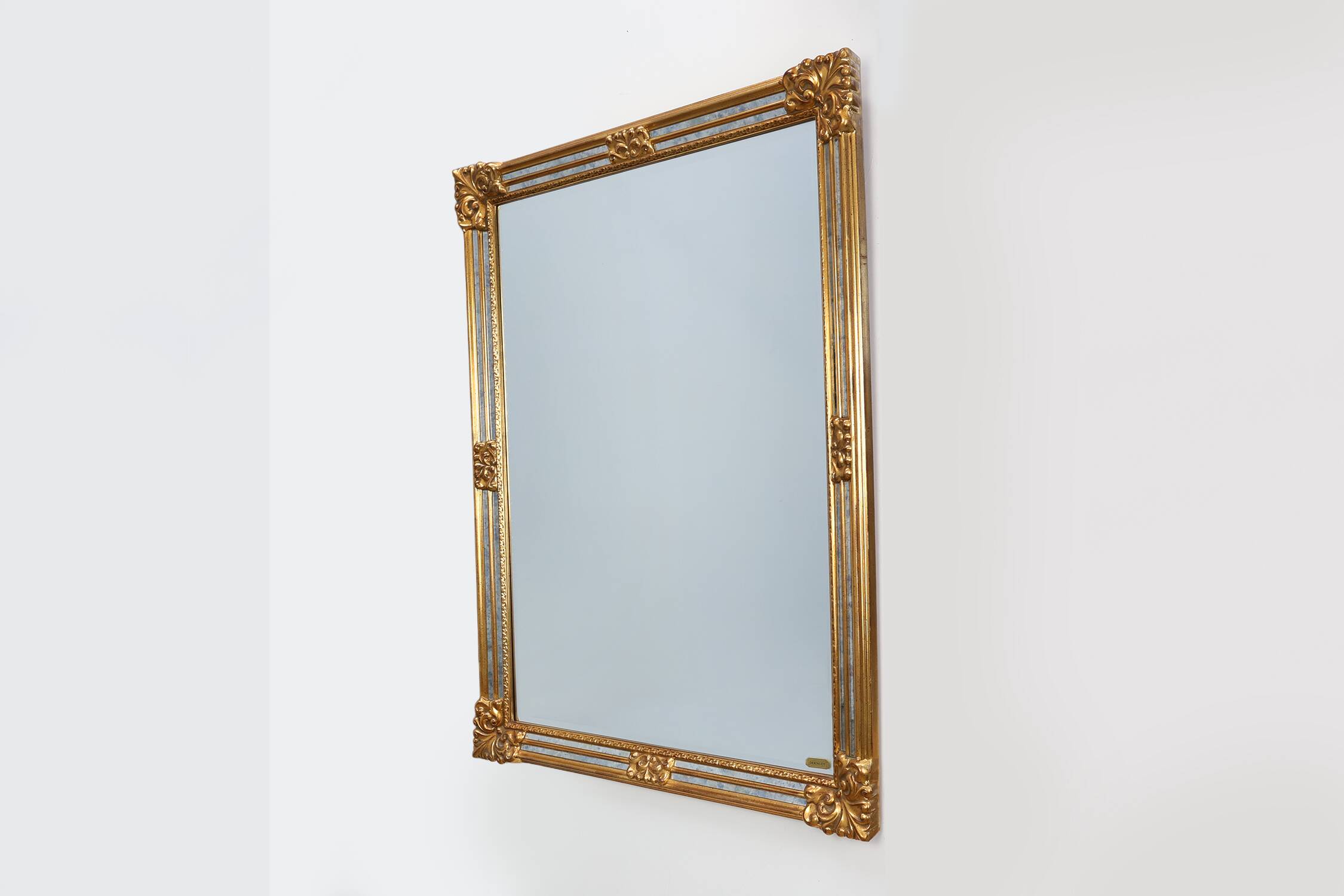 Mid-century rectangular gilt Mirror by Deknudt, Belgium 1980s