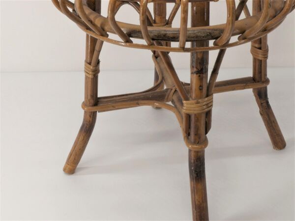 Tabouret ottoman en bambou et rotin 1960