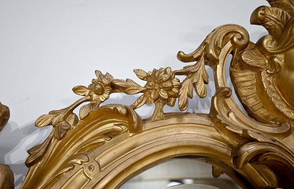 Importante glace dans le goût Louis XIV – Louis XV, époque napoléon III – Milieu XIXe