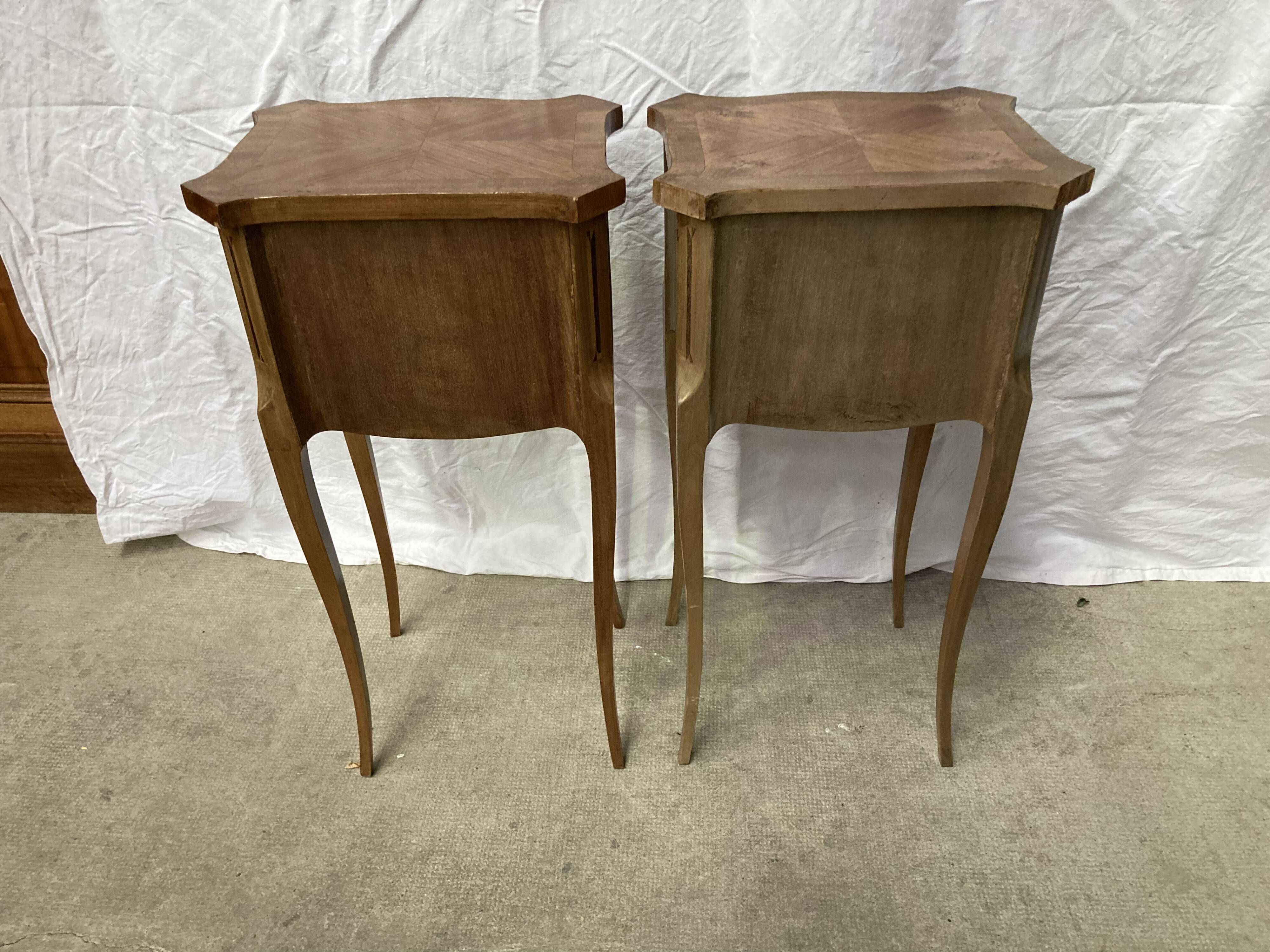 Pair of louis XV bedside tables in marquetry