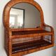 Miroir étagère en rotin et osier