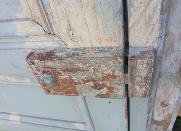 Porte Haussmannienne ancienne, imposte vitrée, cadre châssis 72x221