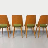 Set of 4 vintage Baumann Mondor chairs in terry cloth wood