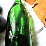 Old bottles in blown glass