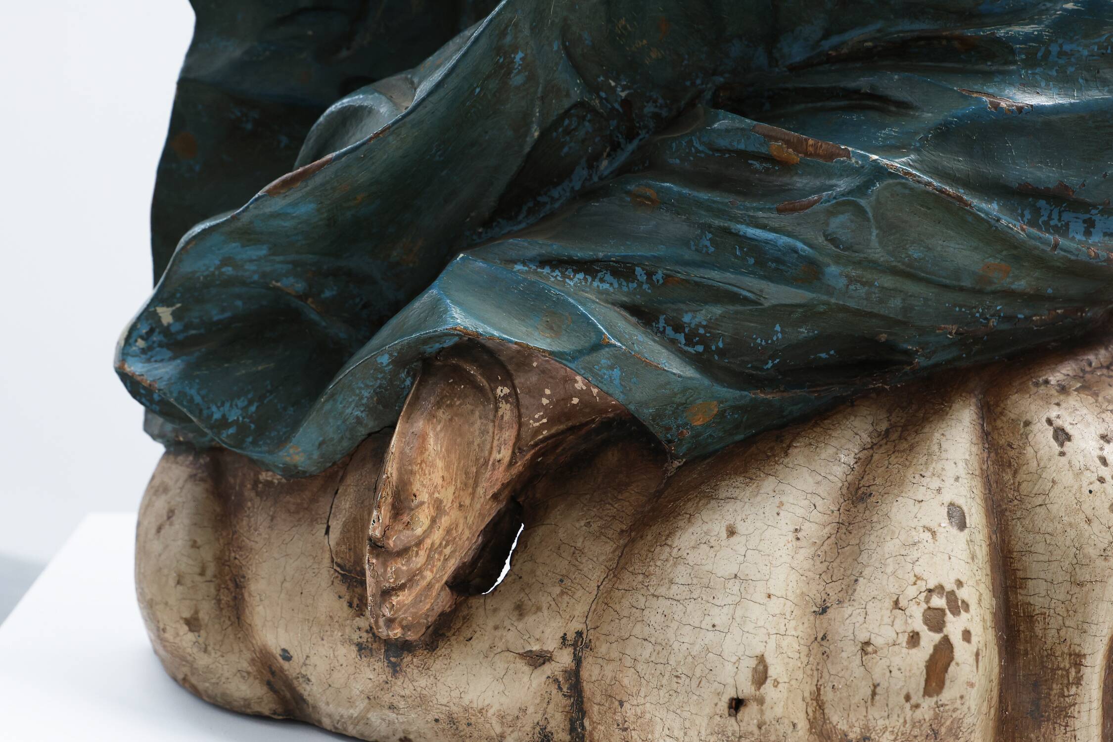 French 18th Century Religious Statue of the Virgin Mary on a cloud