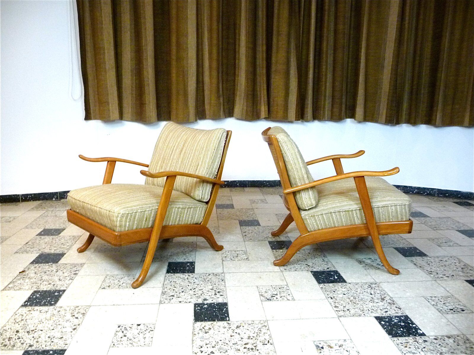 Ensemble de 2 fauteuils des années 50 de style mid-century de Wilhelm Knoll, Allemagne.