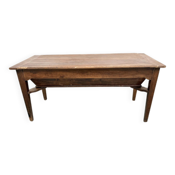 Farm table, old solid oak dough trough, France, around 1920.