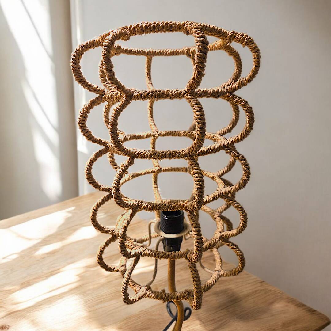 Table lamp with rope and metal