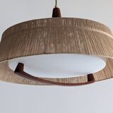Teak and sisal pendant light from the 50s/60s by Temde Leuchten