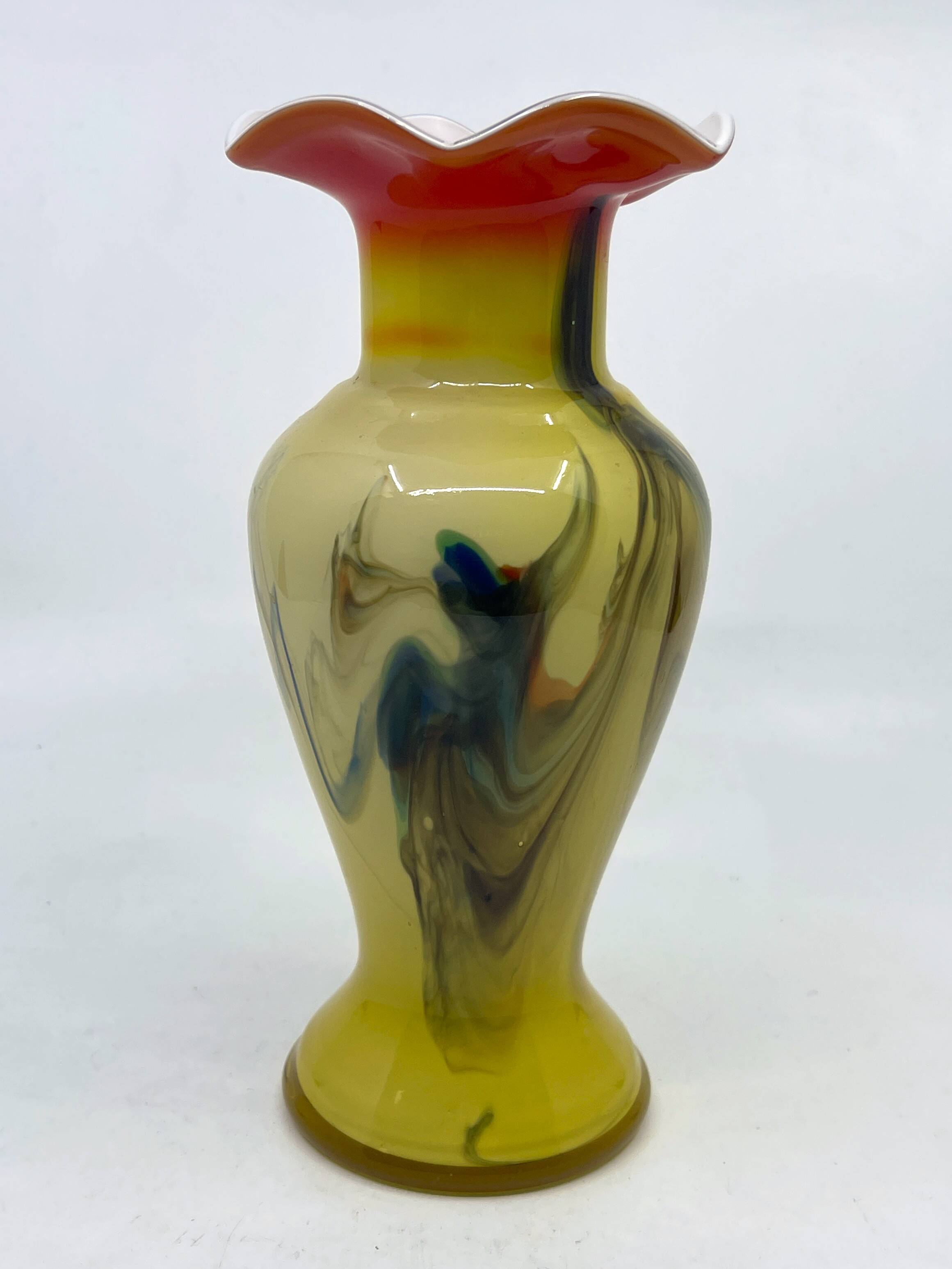 Collared vase in blown glass
