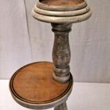 Wooden side table plant holder ivory patina ashtray rotating tray
