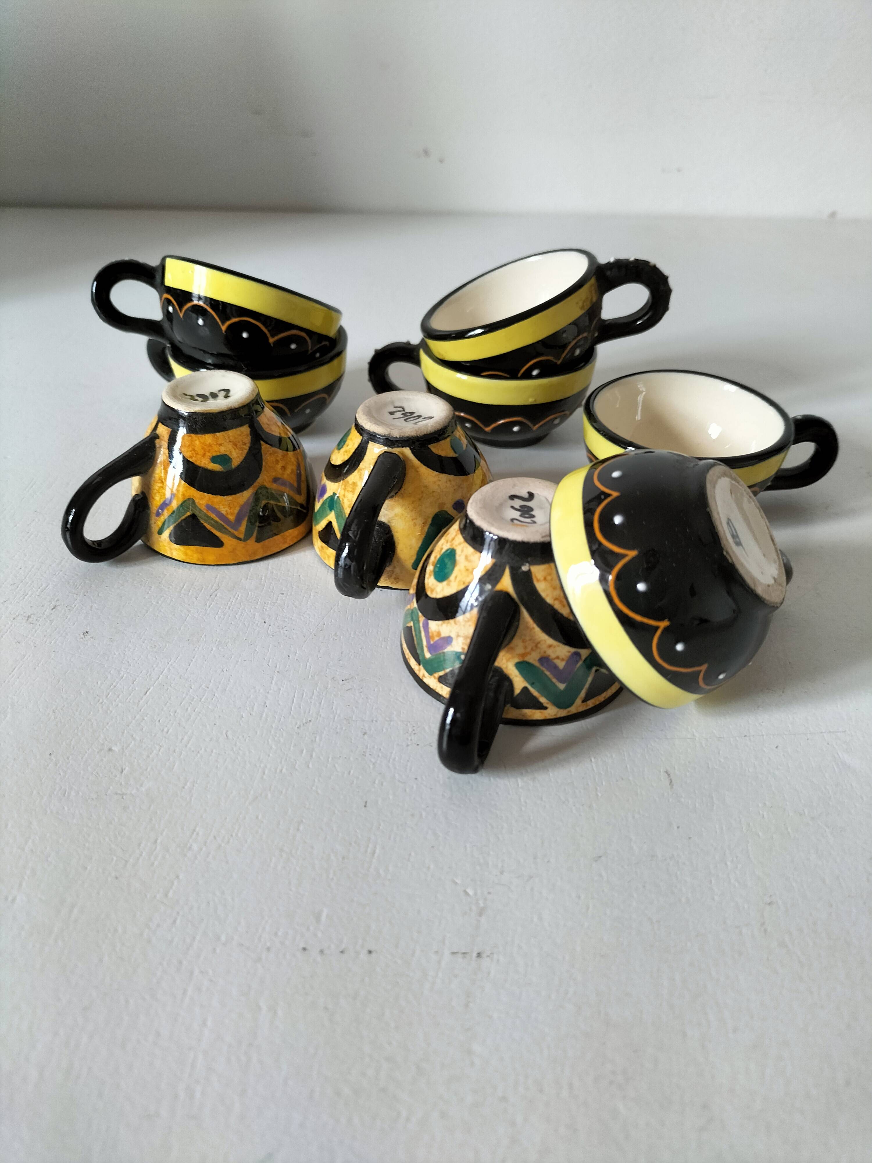 Vintage Breton mini cups – HB & St Jean – 9 pieces