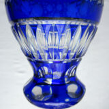 White blue, chiseled, cut overlay crystal vase Saint Louis
