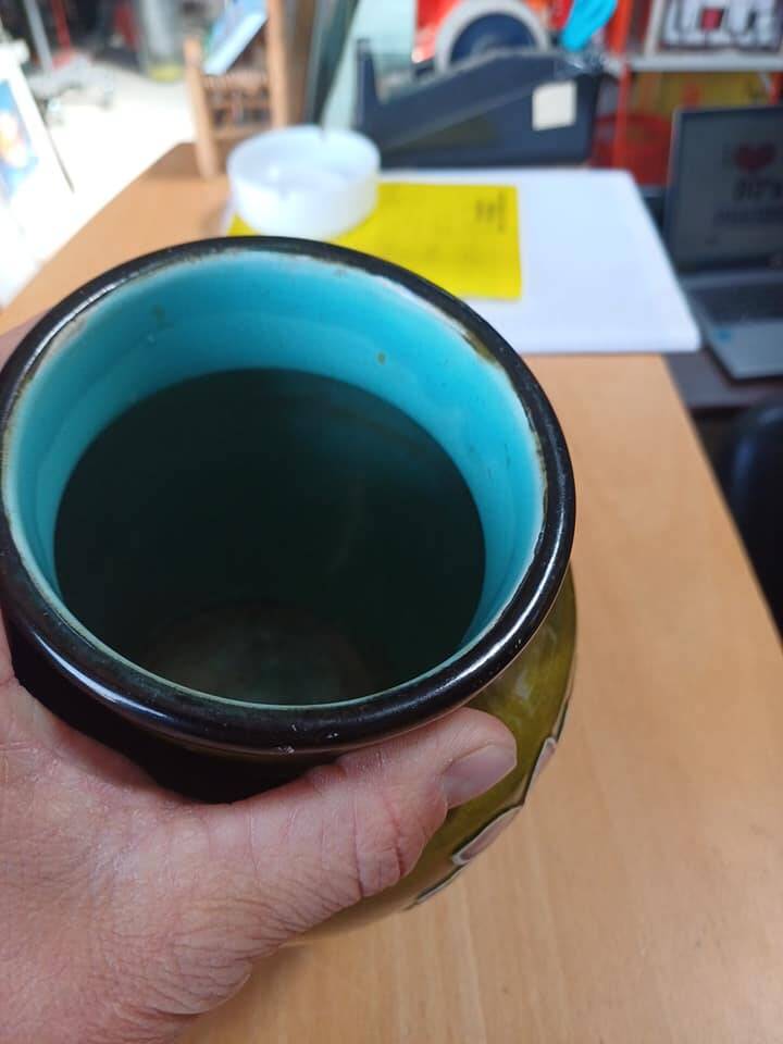 Art Nouveau floral slip vase