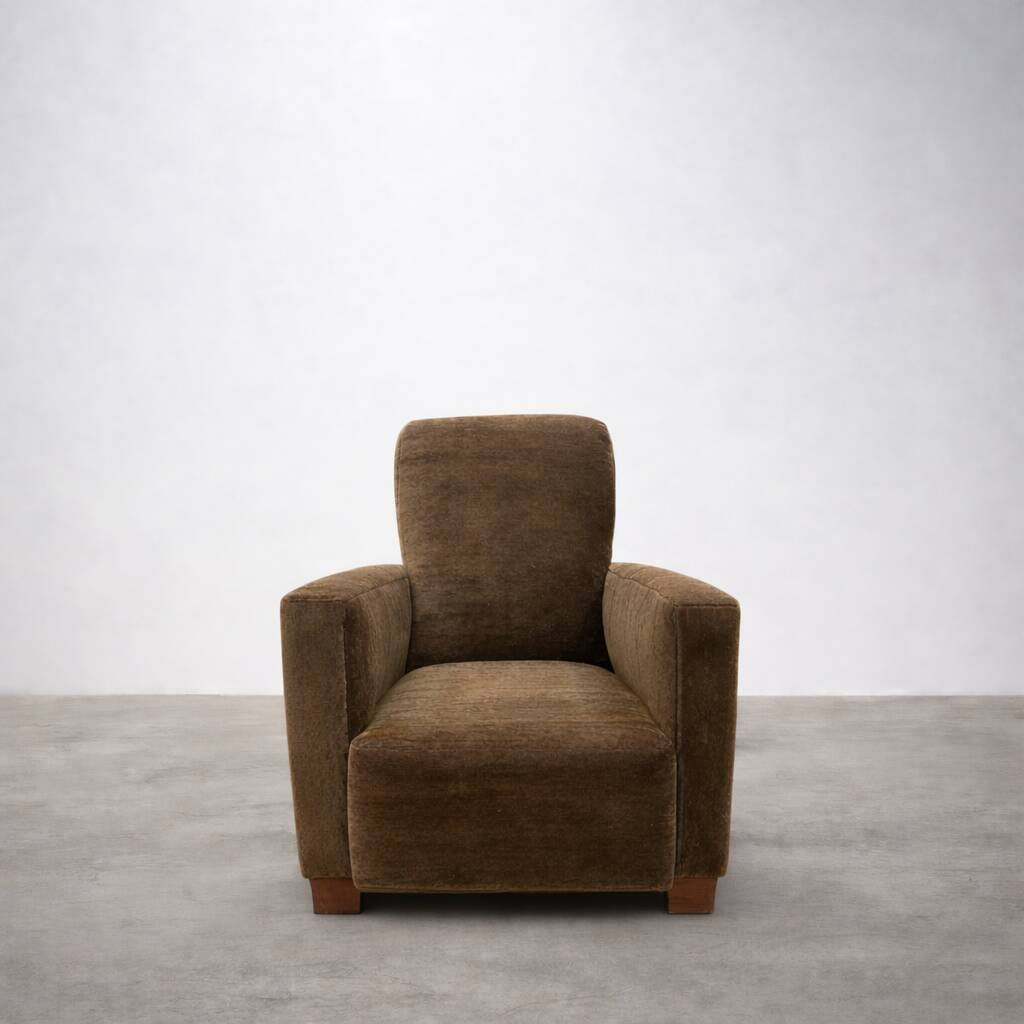 1930s Art Deco mohair velvet armchair