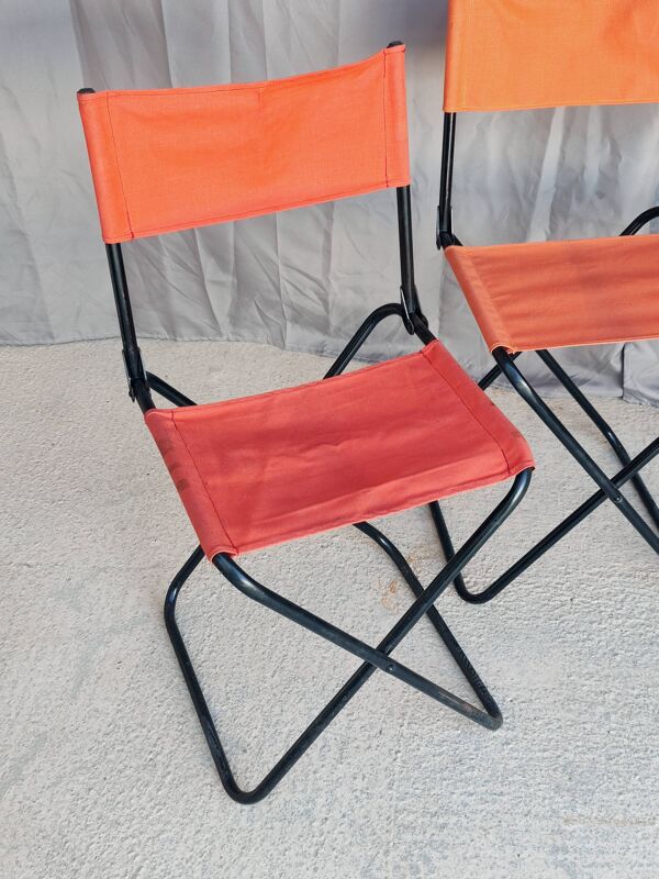 Serie de 4 sieges pliants ''vintage'' de camping