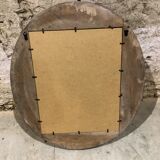 Oval mirror in old wood 71x80cm