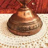 Red copper candle holder with punches