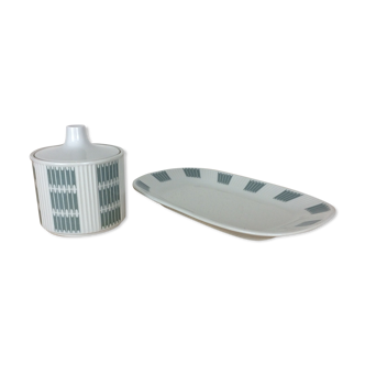 Pot et petit plat en porcelaine