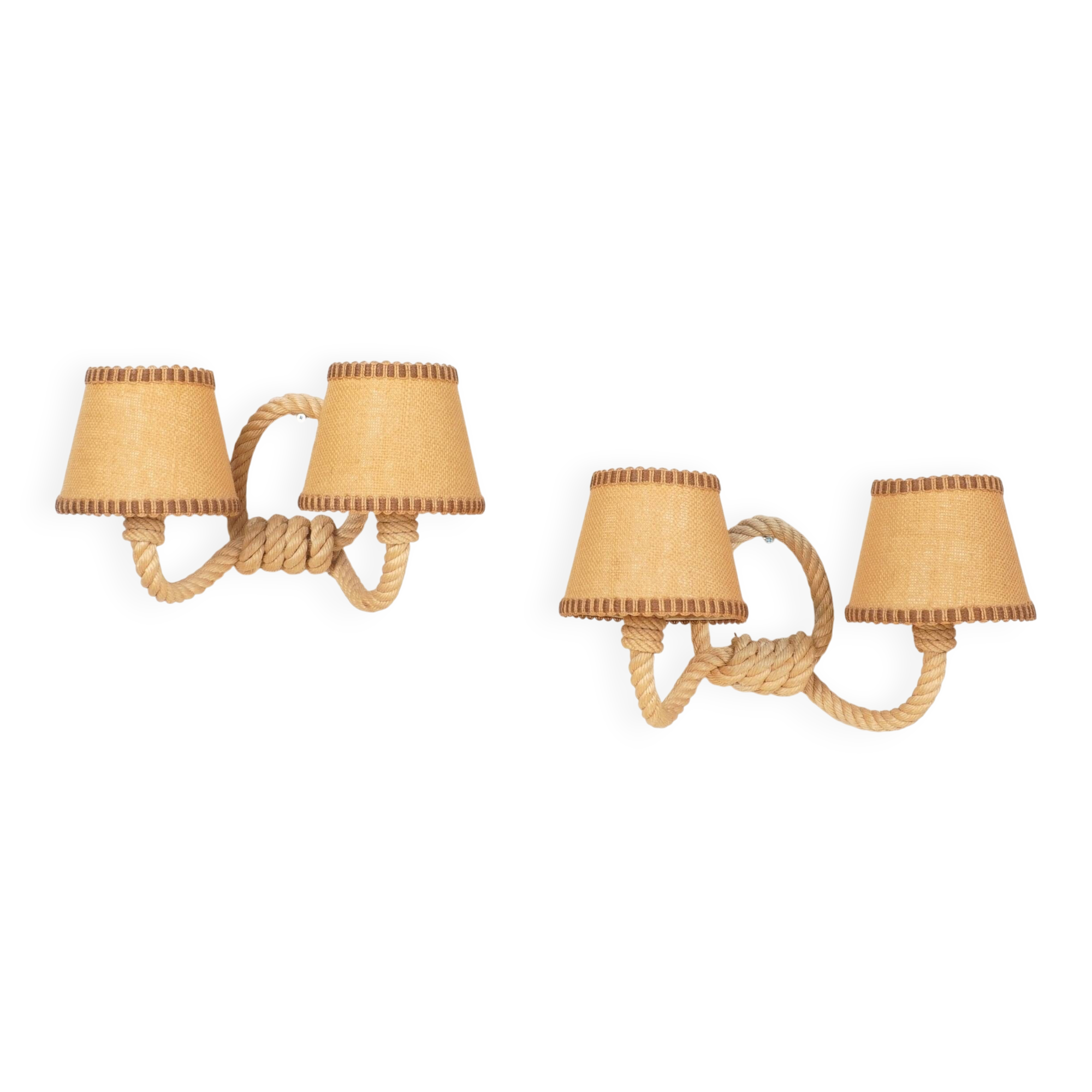 AUDOUX & MINET (attributed to) - Pair of wall lights France, circa 1950 - Rope