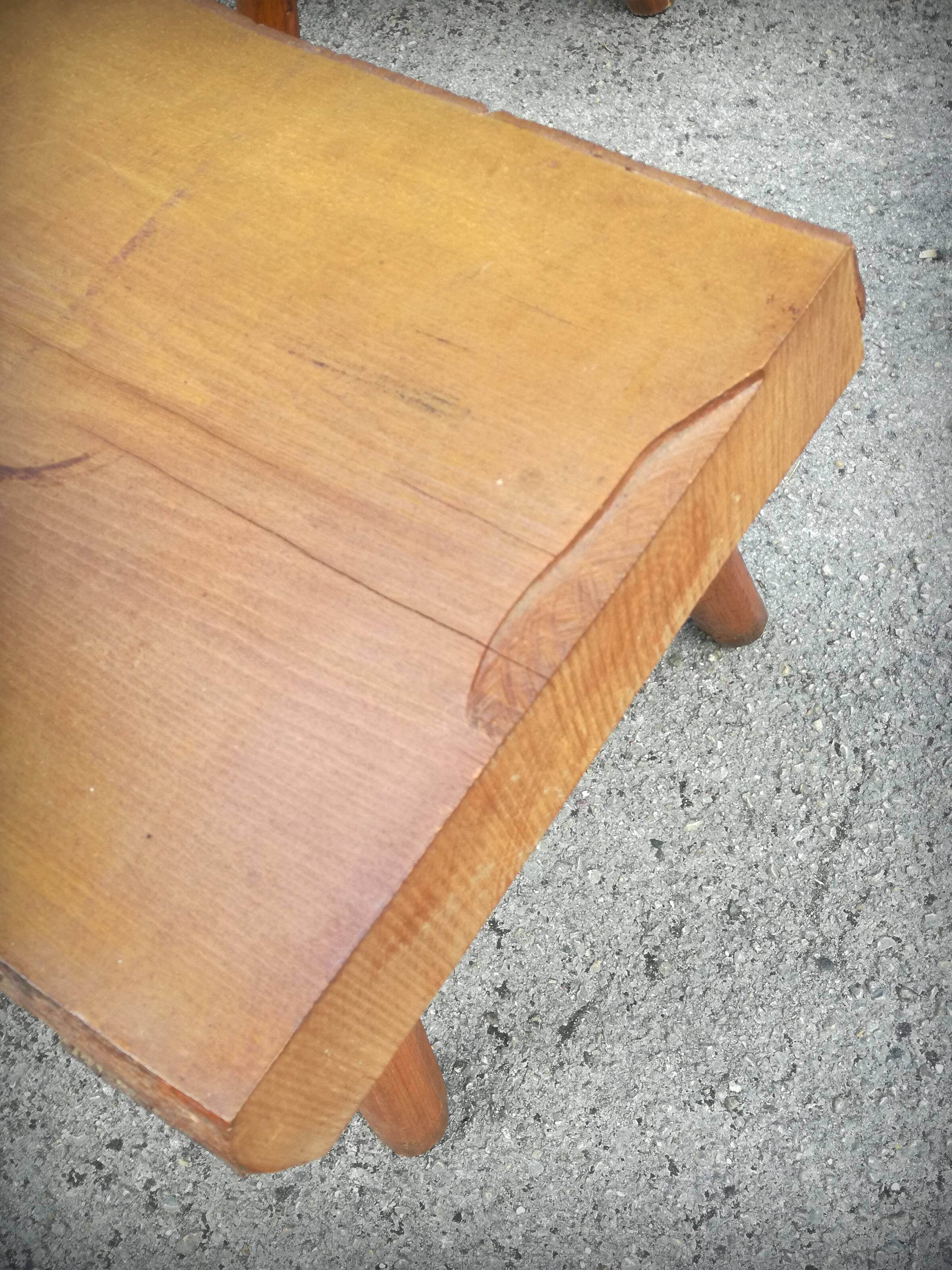 Brutalist handcrafted chairs, France, 1960s, set of 5