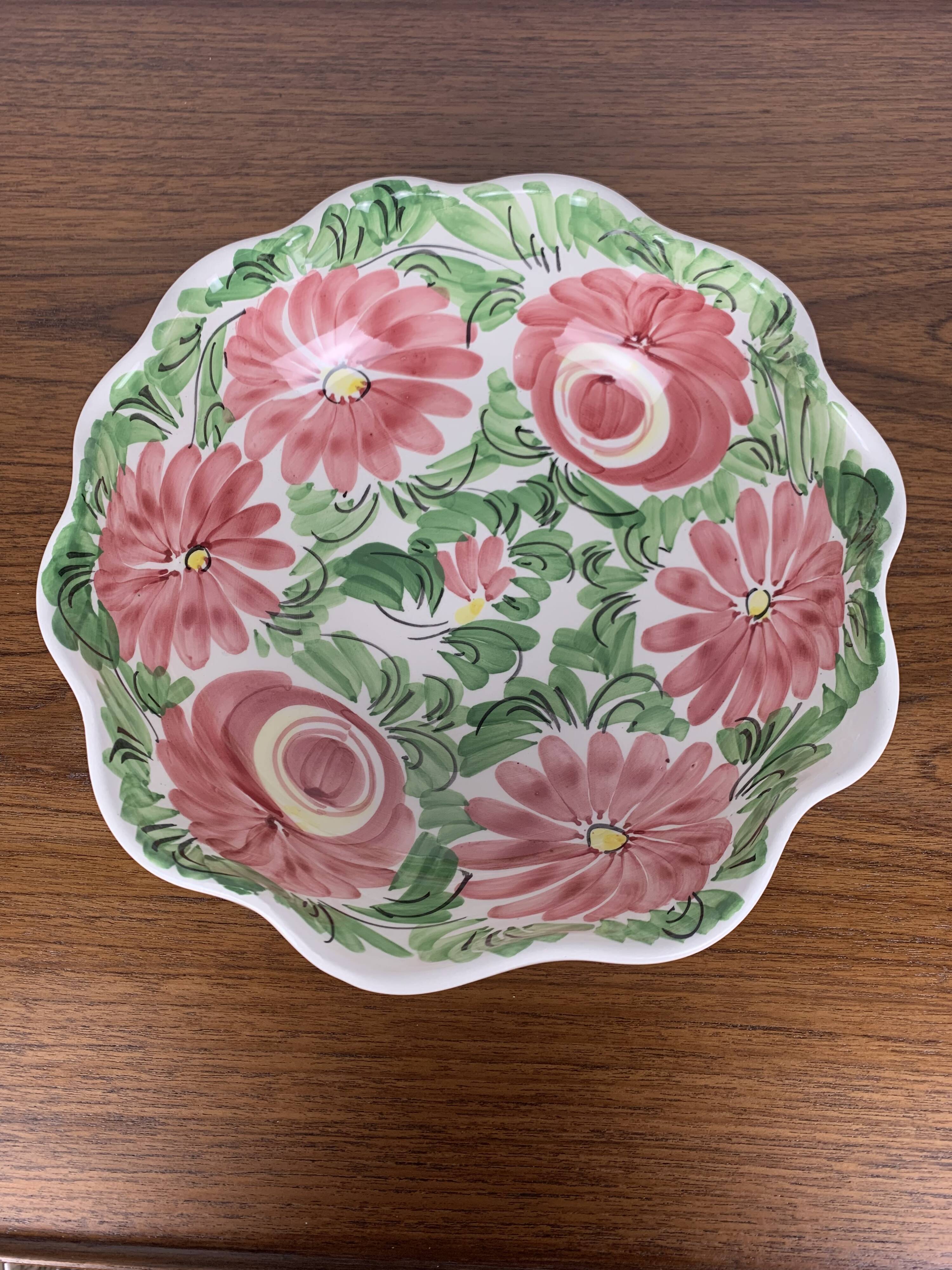 AMANO Vintage Floral Pattern Ceramic Salad Bowl