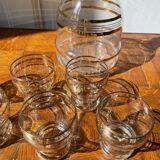 Service carafe et verres à liqueurs liseré doré