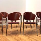 Suite of 8 designer leather chairs