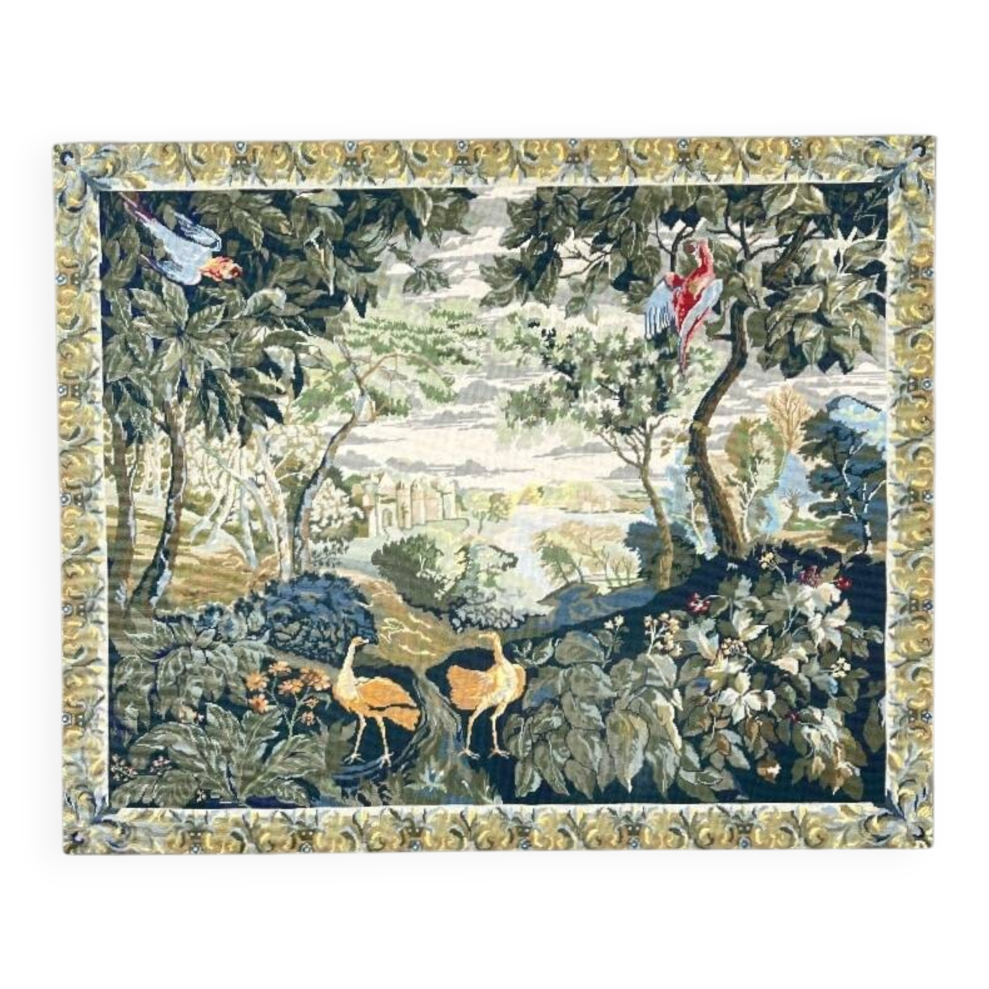 Large decorative tapestry, exotic birds, 20th century
