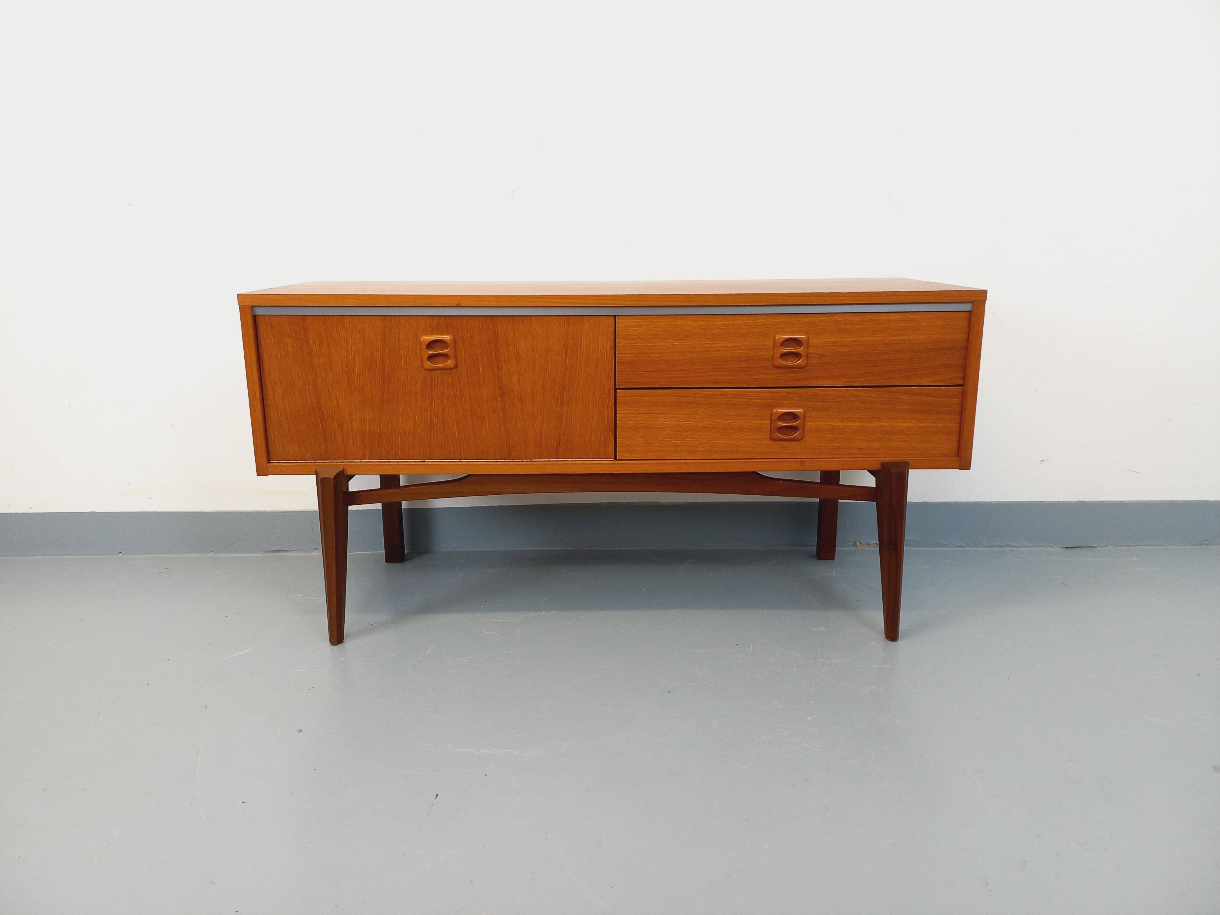 Small vintage Scandinavian teak sideboard from the 1960s.