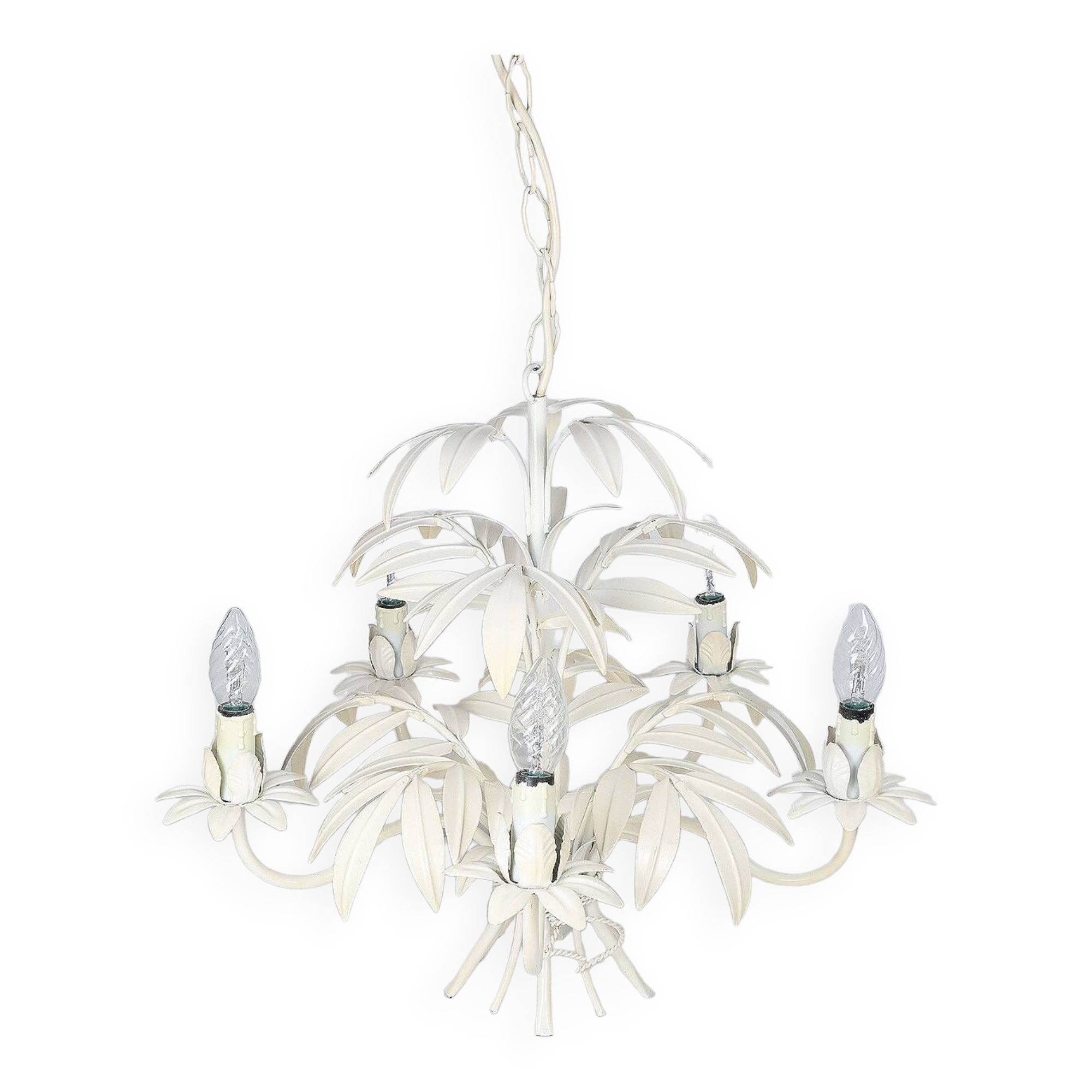 Painted sheet metal chandelier - foliage decor