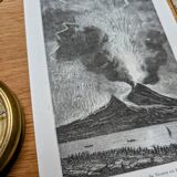 Printed in 1868, Eruption of Vesuvius in 1737, Italy.