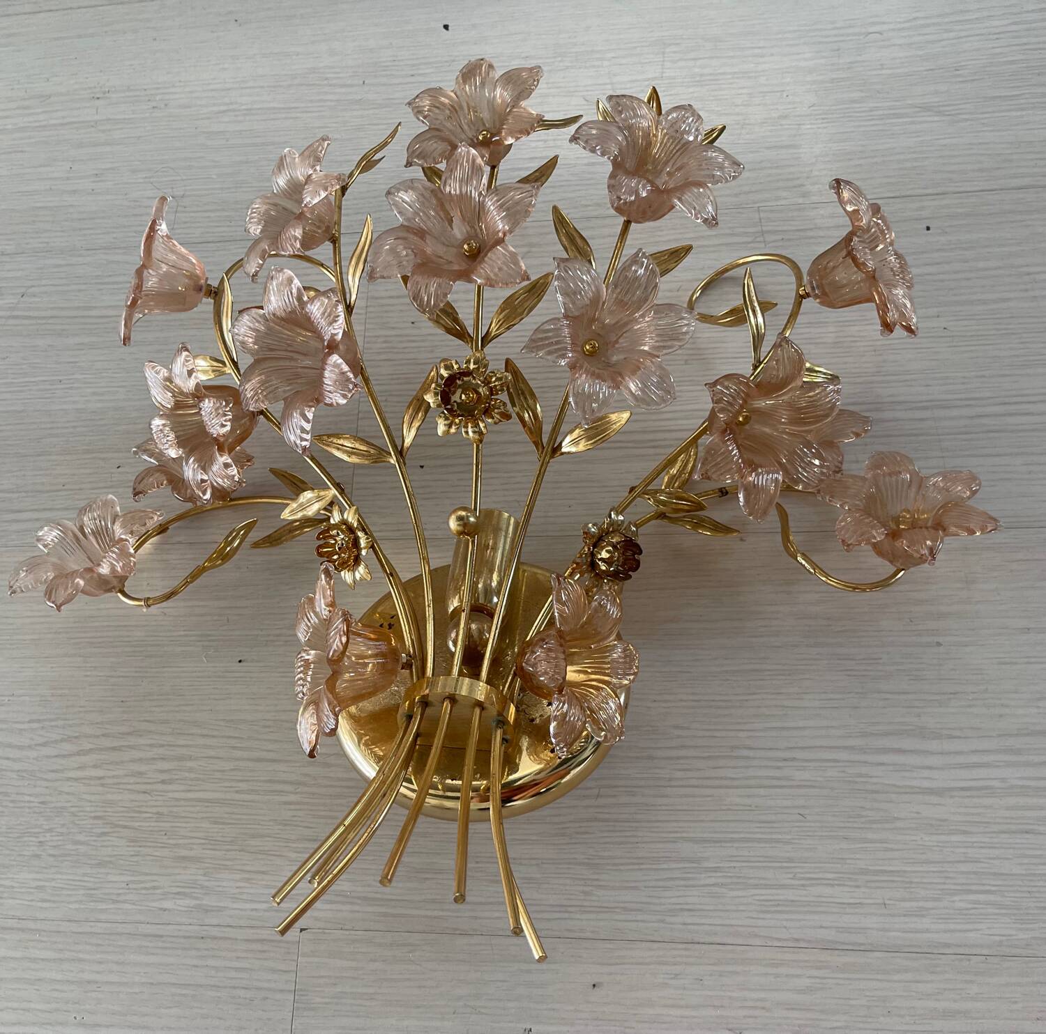Large Single Pink Murano Flower Sconce 1980’s