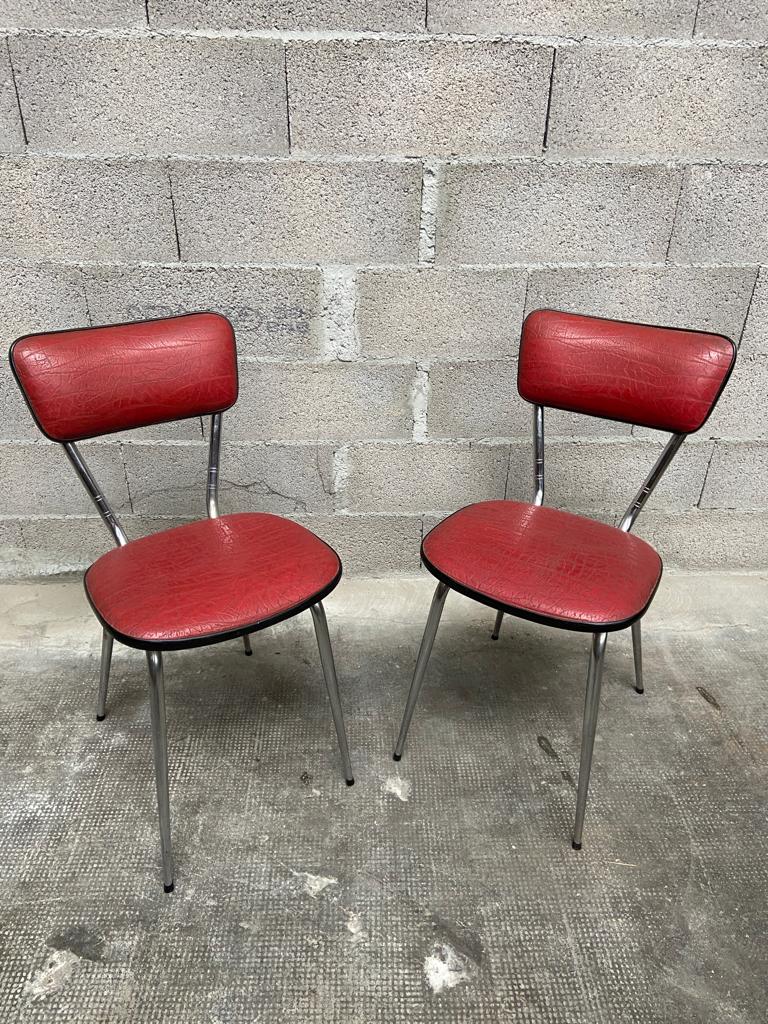 Pair of mid-century kitchen chairs Imitation leather