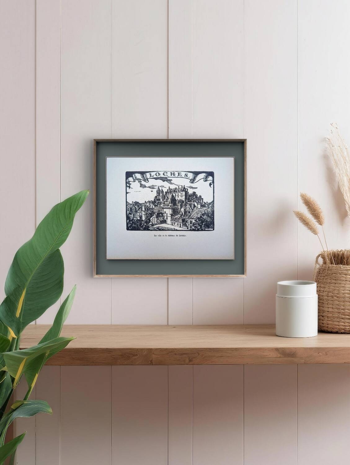 Loches, Indre-et-Loire, printed in 1933, vintage engraving.