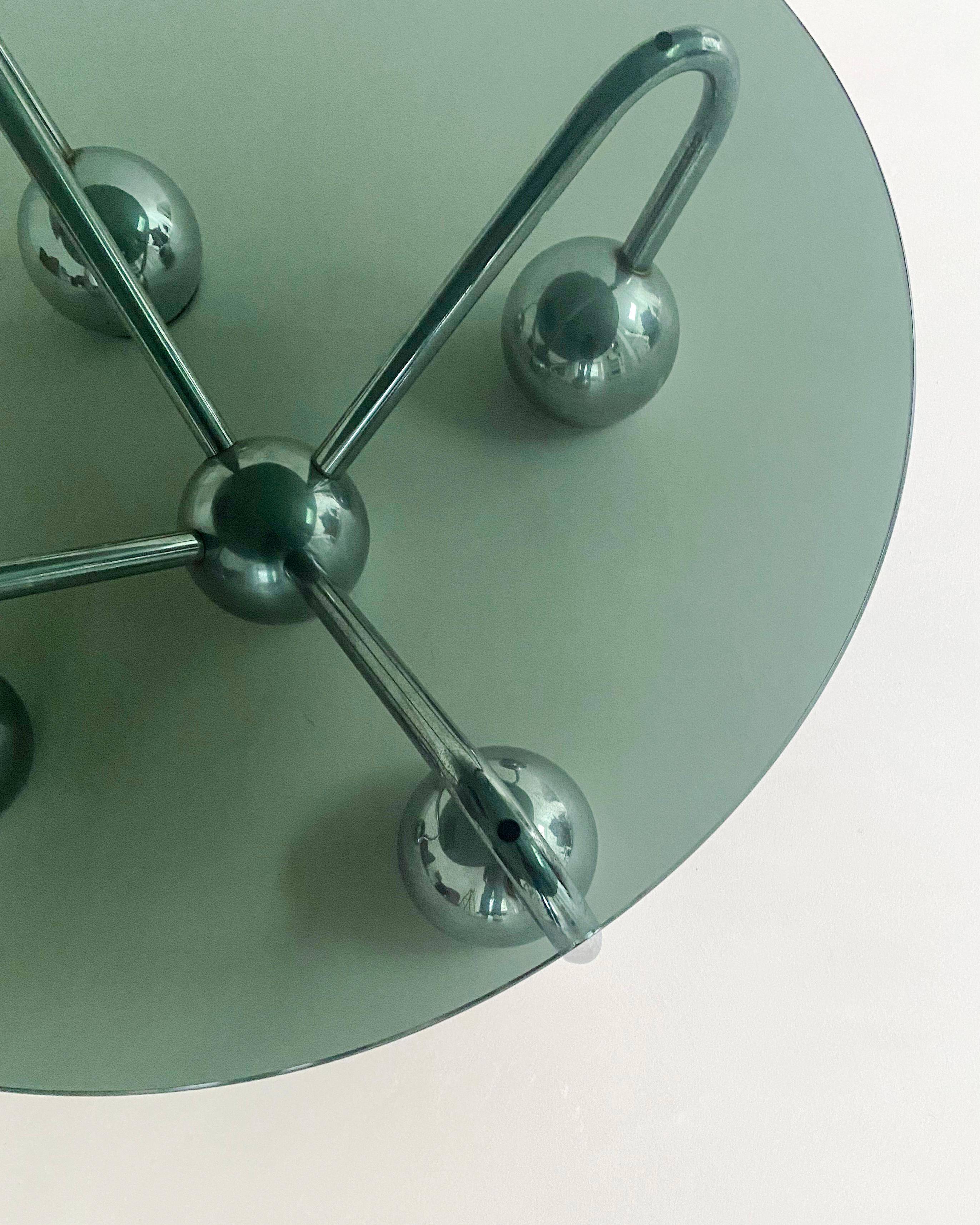 Sputnik Coffee Table in Chromed Metal and Smoked Glass