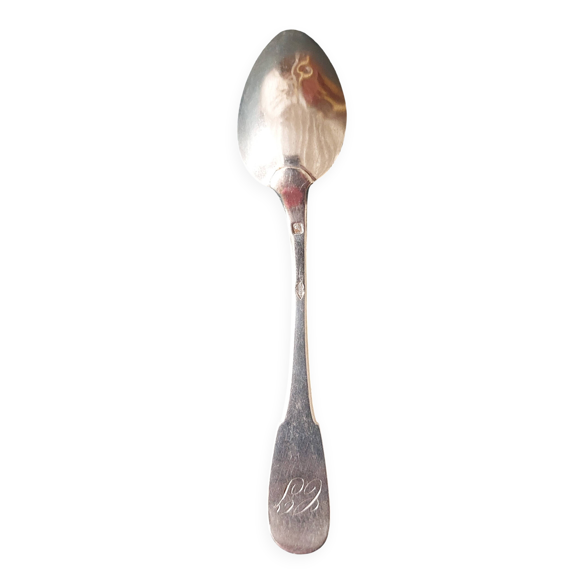 Small silver spoon with Minerva hallmark and silversmith's mark Maitreau, late 19th century.