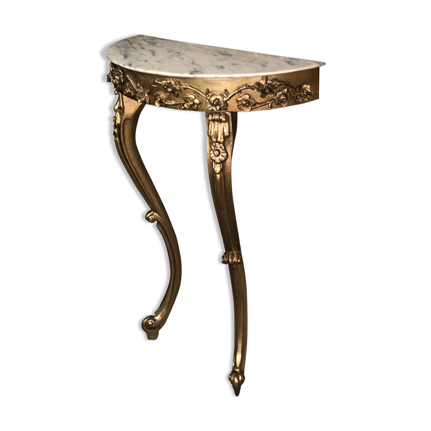 Louis XV style console in carved wood with marble top