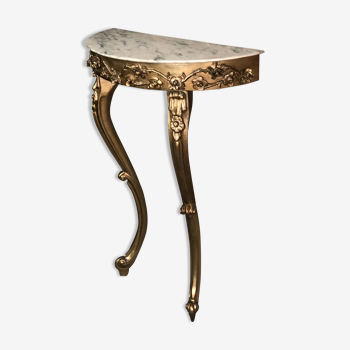 Louis XV style console in carved wood with marble top