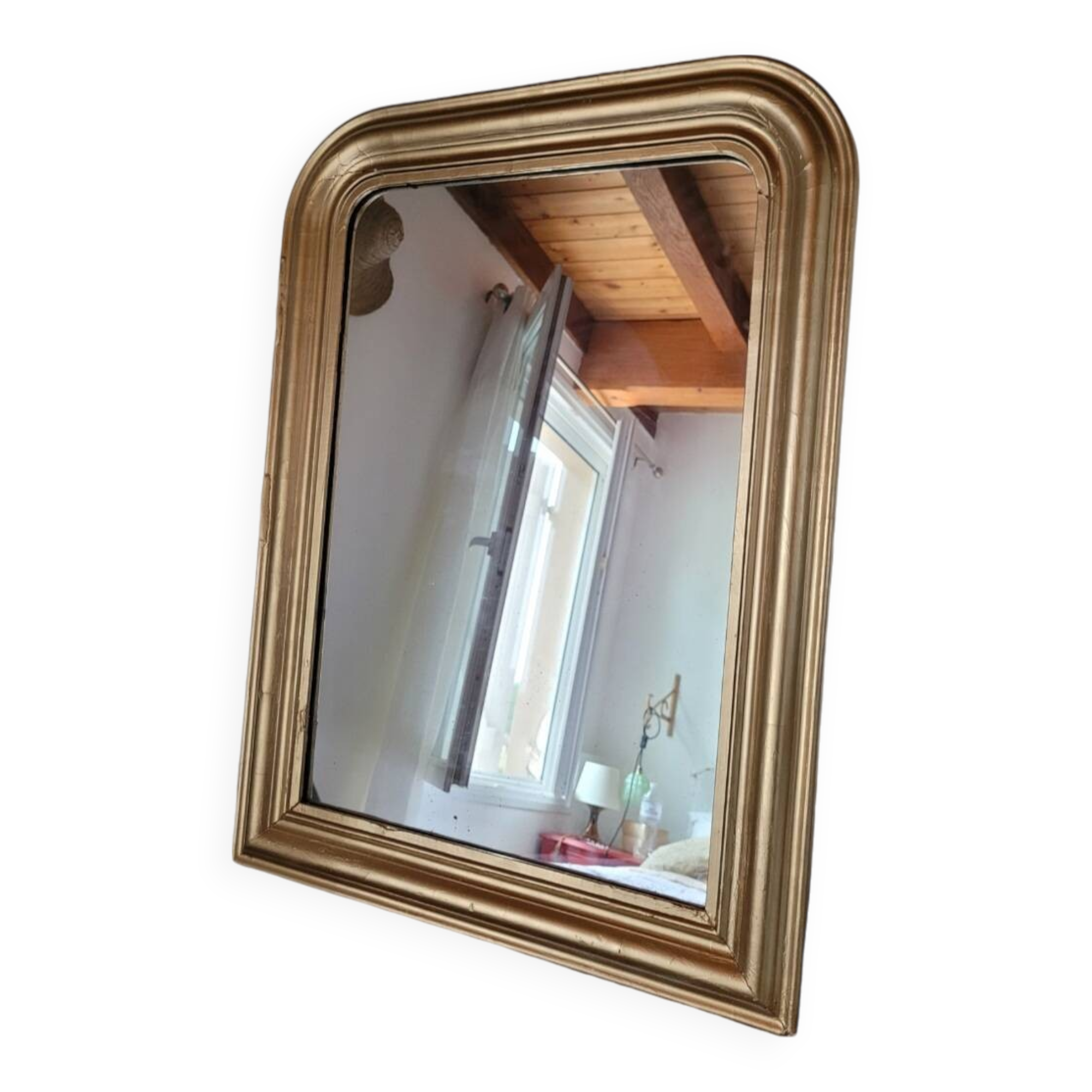 Louis Philippe wooden and gilded stucco mirror