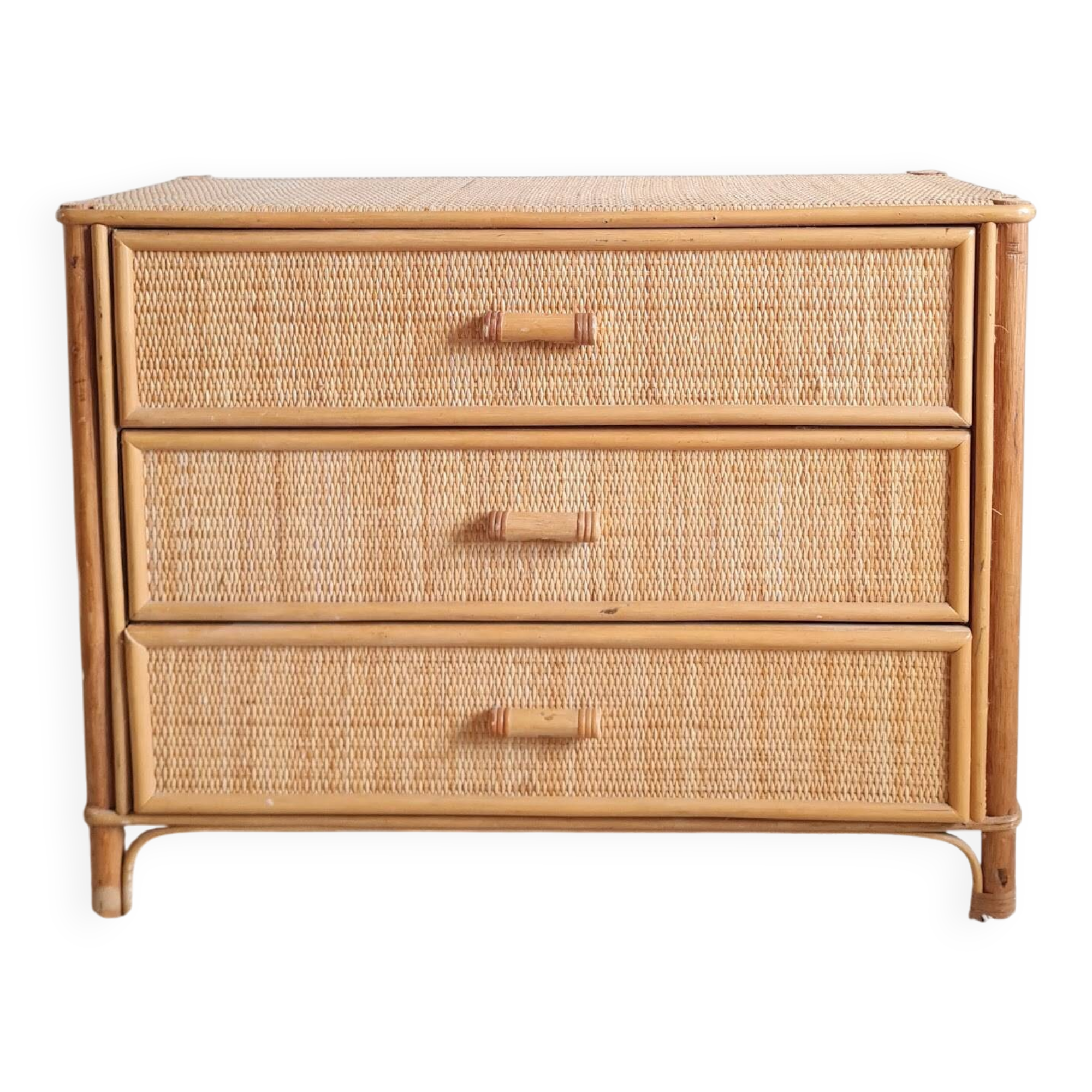 Vintage rattan chest of drawers circa 1970s