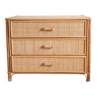 Commode en rotin vintage circa  années 70