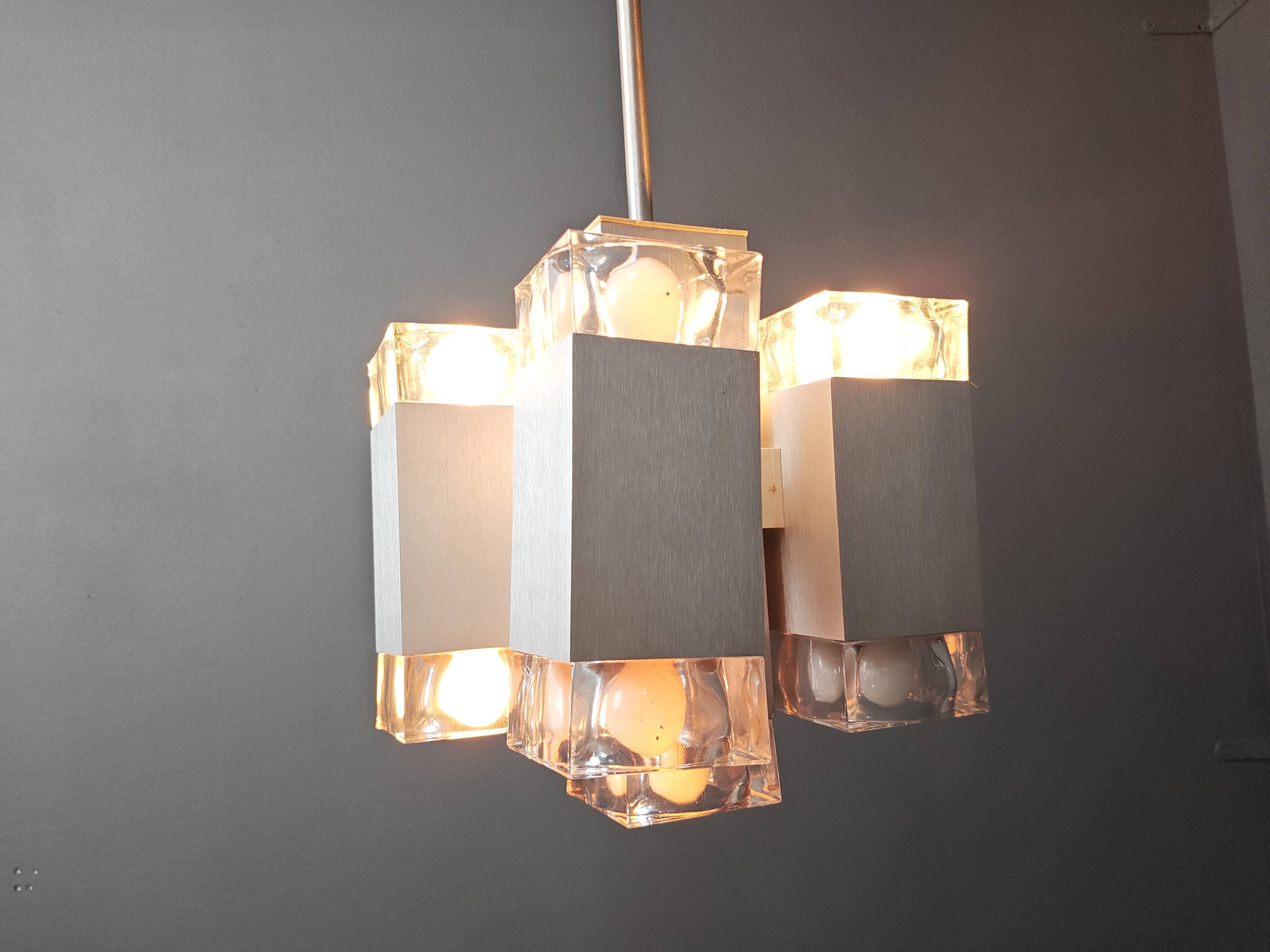 Vintage italian cubic chandelier by Gaetano Sciolari, 1970s