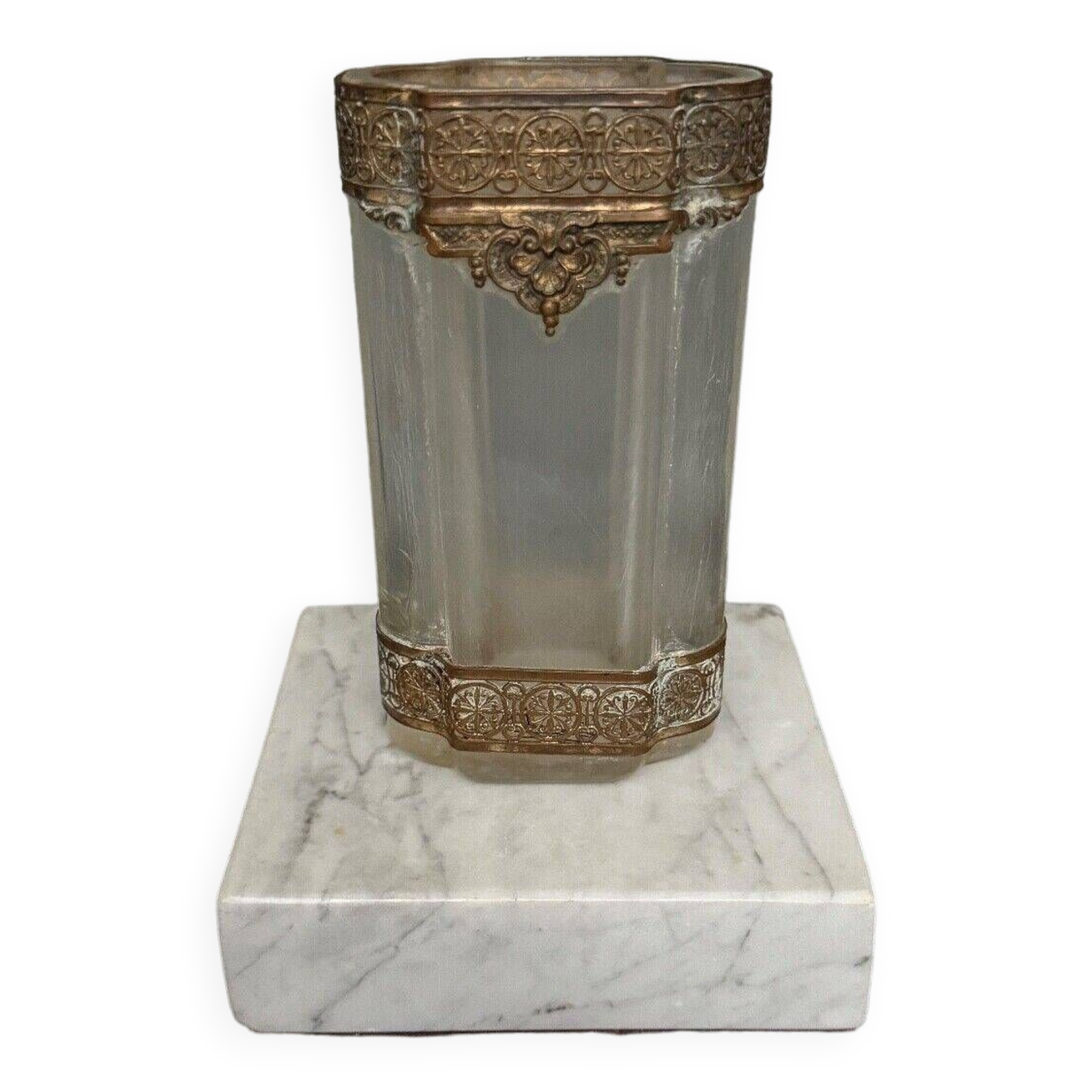 1900 soliflore vase decorated with a Louis XVI style brass gallery