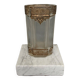 Vase soliflore 1900 ornementé d'une galerie en laiton style Louis XVI
